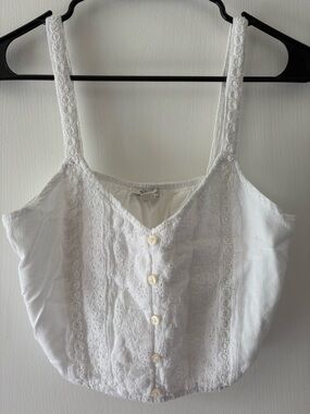 American Eagle Crop Top White Boho Womens  Size XS NWOT